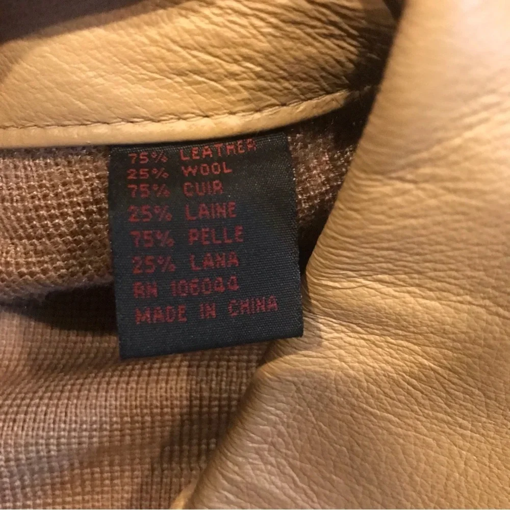 Lorenier Leather Wool Blend Sweater Jacket - Size XXL